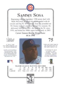 2003 Topps Tribute Contemporary #75 Sammy Sosa Back