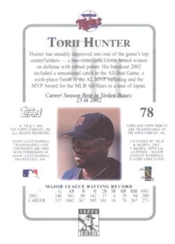 2003 Topps Tribute Contemporary #78 Torii Hunter Back