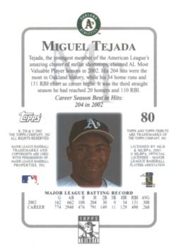2003 Topps Tribute Contemporary #80 Miguel Tejada Back