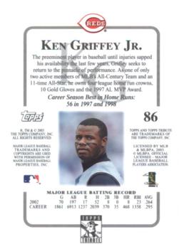 2003 Topps Tribute Contemporary #86 Ken Griffey Jr. Back
