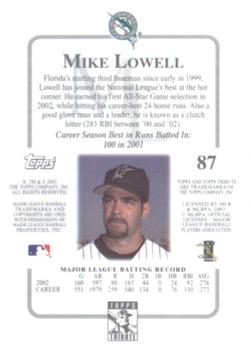 2003 Topps Tribute Contemporary #87 Mike Lowell Back