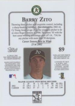 2003 Topps Tribute Contemporary #89 Barry Zito Back
