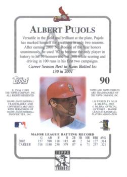 2003 Topps Tribute Contemporary #90 Albert Pujols Back