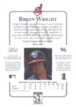 2003 Topps Tribute Contemporary #96 Brian Wright Back