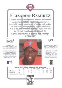 2003 Topps Tribute Contemporary #97 Elizardo Ramirez Back
