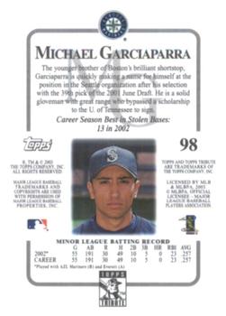 2003 Topps Tribute Contemporary #98 Michael Garciaparra Back