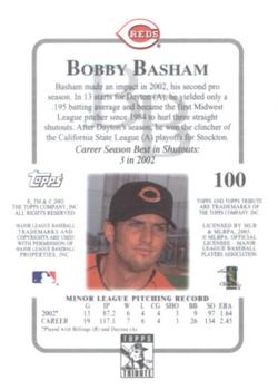 2003 Topps Tribute Contemporary #100 Bobby Basham Back