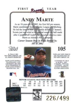 2003 Topps Tribute Contemporary #105 Andy Marte Back
