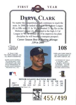2003 Topps Tribute Contemporary #108 Daryl Clark Back