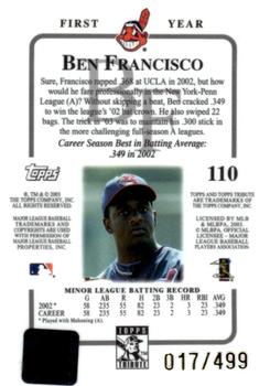 2003 Topps Tribute Contemporary #110 Ben Francisco Back