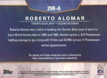 2017 Topps On-Demand Postseason Heroes & Current Stars - Autographs Red #29RA Roberto Alomar Back