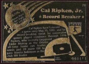 1992-98 ProMint #29 Cal Ripken Jr. Back