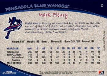 2012 Grandstand Pensacola Blue Wahoos #7 Mark Fleury Back
