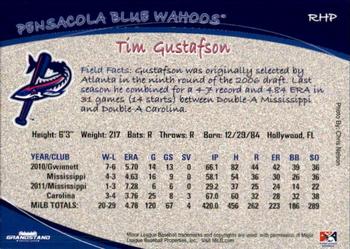 2012 Grandstand Pensacola Blue Wahoos #11 Tim Gustafson Back