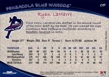 2012 Grandstand Pensacola Blue Wahoos #18 Ryan LaMarre Back