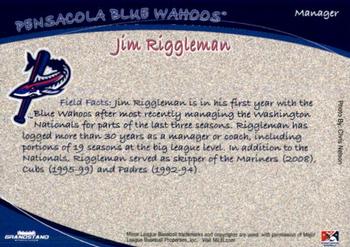2012 Grandstand Pensacola Blue Wahoos #28 Jim Riggleman Back