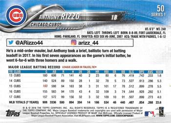 2018 Topps - Purple #50 Anthony Rizzo Back