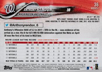 2018 Topps - Rainbow Foil #36 Anthony Rendon Back