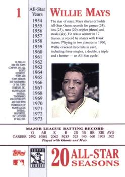 2003 Topps Tribute Perennial All-Star Edition #1 Willie Mays Back