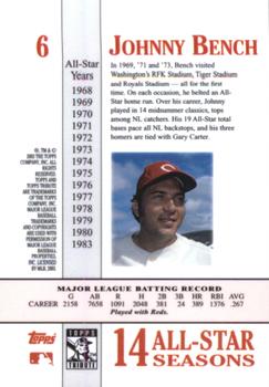 2003 Topps Tribute Perennial All-Star Edition #6 Johnny Bench Back
