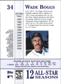 2003 Topps Tribute Perennial All-Star Edition #34 Wade Boggs Back