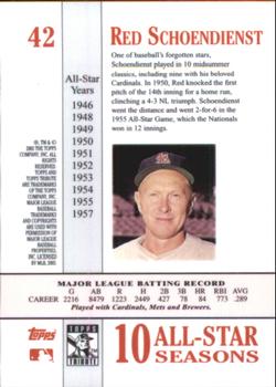 2003 Topps Tribute Perennial All-Star Edition #42 Red Schoendienst Back