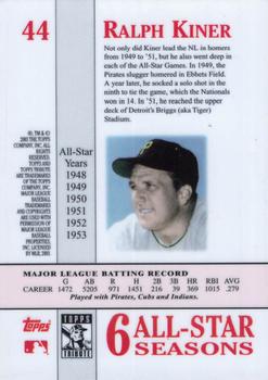 2003 Topps Tribute Perennial All-Star Edition #44 Ralph Kiner Back
