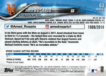 2018 Topps - Gold #63 Amed Rosario Back
