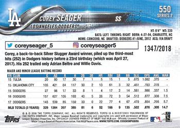 2018 Topps - Gold #550 Corey Seager Back