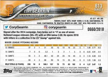 2018 Topps - Gold #613 Cory Gearrin Back