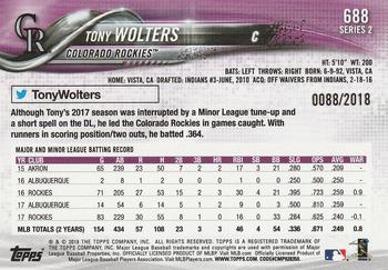 2018 Topps - Gold #688 Tony Wolters Back