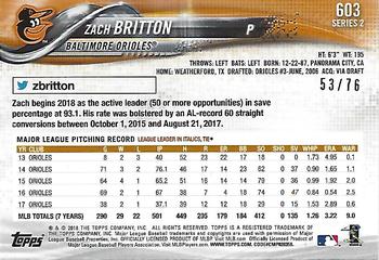 2018 Topps - Independence Day #603 Zach Britton Back