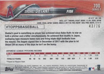 2018 Topps - Independence Day #700 Shohei Ohtani Back