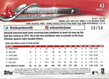 2018 Topps - Mother's Day Pink #43 Eduardo Rodriguez Back