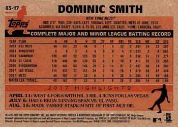 2018 Topps - 1983 Topps Baseball 35th Anniversary #83-17 Dominic Smith Back