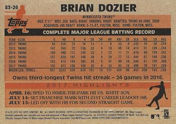 2018 Topps - 1983 Topps Baseball 35th Anniversary #83-26 Brian Dozier Back