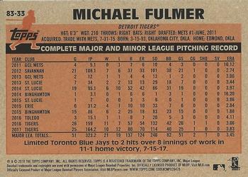 2018 Topps - 1983 Topps Baseball 35th Anniversary #83-33 Michael Fulmer Back