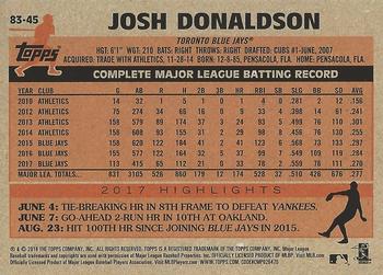 2018 Topps - 1983 Topps Baseball 35th Anniversary #83-45 Josh Donaldson Back