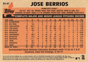 2018 Topps - 1983 Topps Baseball 35th Anniversary #83-47 Jose Berrios Back