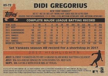 2018 Topps - 1983 Topps Baseball 35th Anniversary #83-72 Didi Gregorius Back