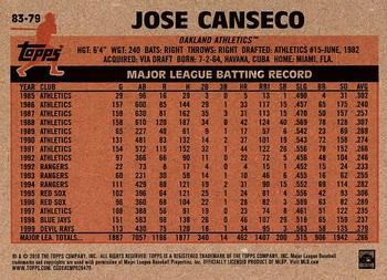 2018 Topps - 1983 Topps Baseball 35th Anniversary #83-79 Jose Canseco Back