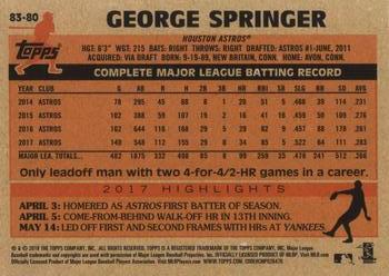 2018 Topps - 1983 Topps Baseball 35th Anniversary #83-80 George Springer Back