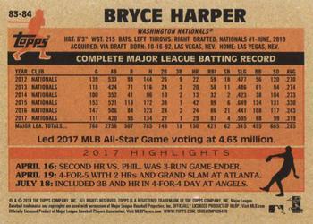 2018 Topps - 1983 Topps Baseball 35th Anniversary #83-84 Bryce Harper Back