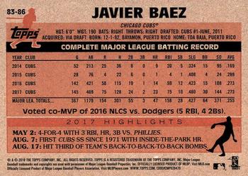 2018 Topps - 1983 Topps Baseball 35th Anniversary #83-86 Javier Baez Back