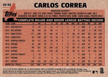 2018 Topps - 1983 Topps Baseball 35th Anniversary #83-92 Carlos Correa Back