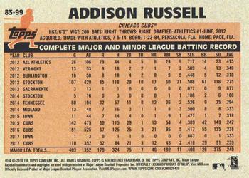 2018 Topps - 1983 Topps Baseball 35th Anniversary #83-99 Addison Russell Back