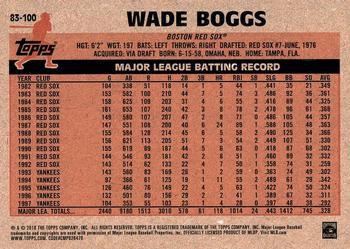 2018 Topps - 1983 Topps Baseball 35th Anniversary #83-100 Wade Boggs Back