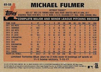 2018 Topps - 1983 Topps Baseball 35th Anniversary Blue #83-33 Michael Fulmer Back