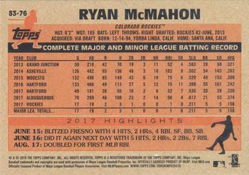 2018 Topps - 1983 Topps Baseball 35th Anniversary Blue #83-76 Ryan McMahon Back