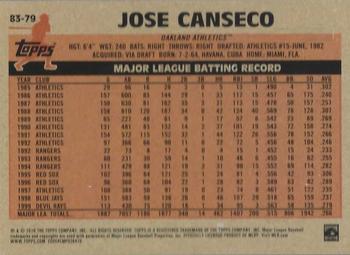 2018 Topps - 1983 Topps Baseball 35th Anniversary Blue #83-79 Jose Canseco Back